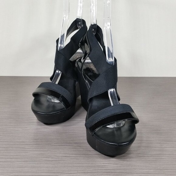 Charles David Criss-Cross Strap Wedge Sandals, Black, Womens Size 8 M - Picture 4 of 13